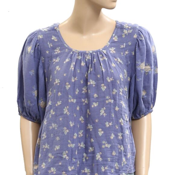 Free People Chloe Printed Blouse Top Rose Cutout Floral Cotton S NEW 281537 - Picture 7 of 9